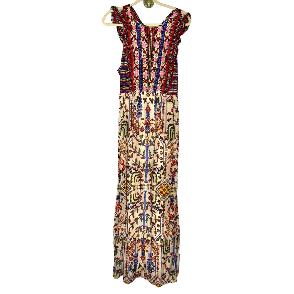 Vineet Bahl Anthropologie Valerie Embroidered Maxi Dress 10 Floral Boho Batik - Picture 5 of 16